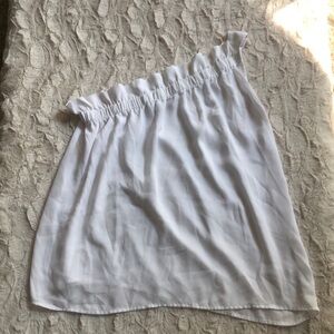 Belle Sky White One-Shoulder Top
